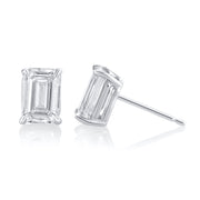 2.03 Carat Emerald Cut Lab Grown Diamond Basket Set Studs in 14K White Gold