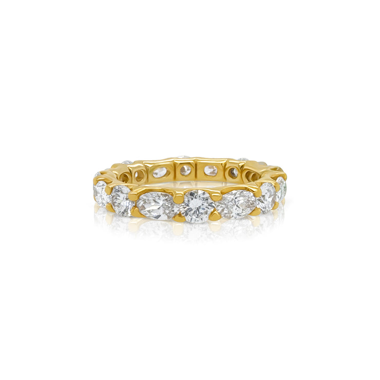3.04 Cttw Oval and Round Cut Lab Grown Diamond Alternating Eternity Wedding Band 18K Yellow Gold