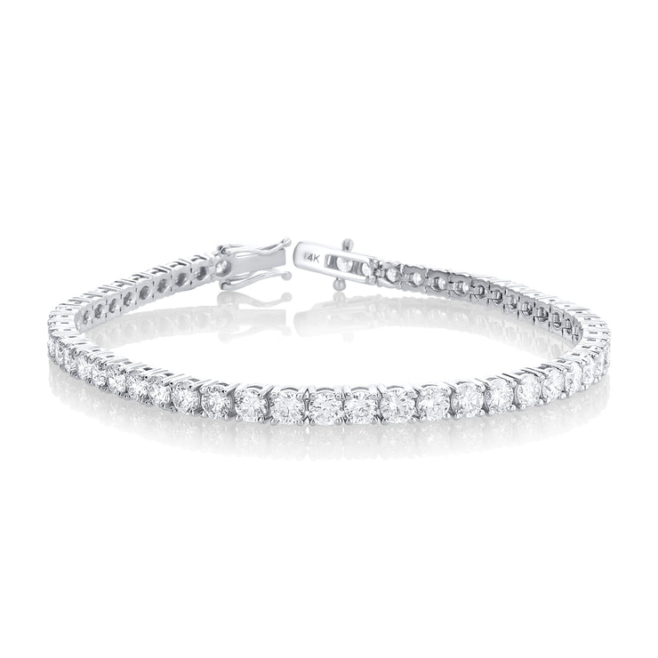 7.00 Carat Round Lab Grown Diamond Tennis Bracelet set in 14K White Gold