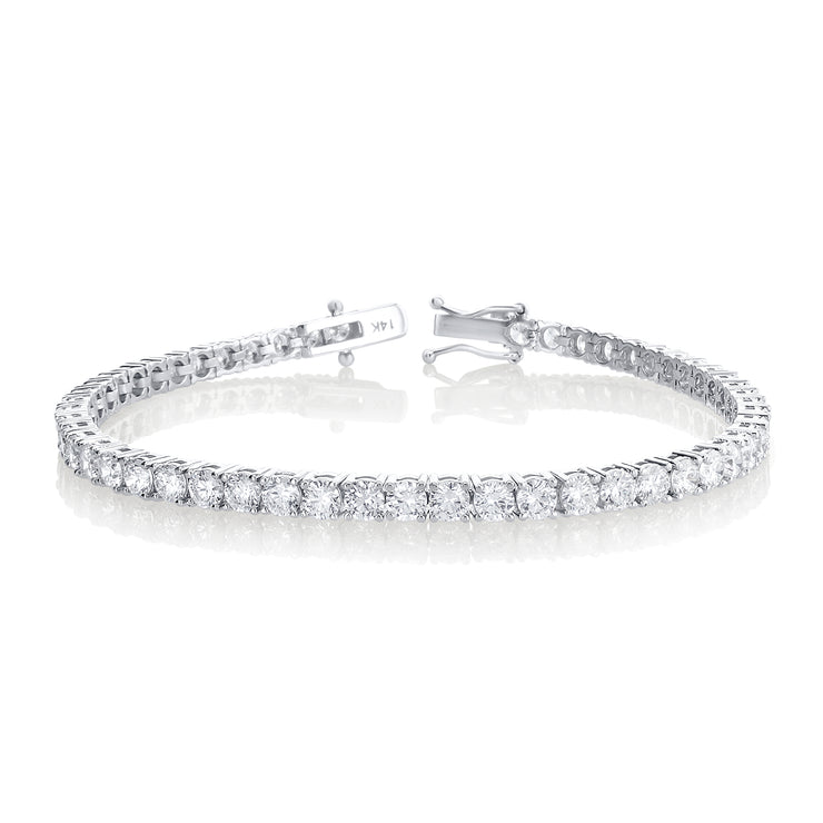 6.50 Carat Round Lab Grown Diamond Tennis Bracelet set in 14K White Gold