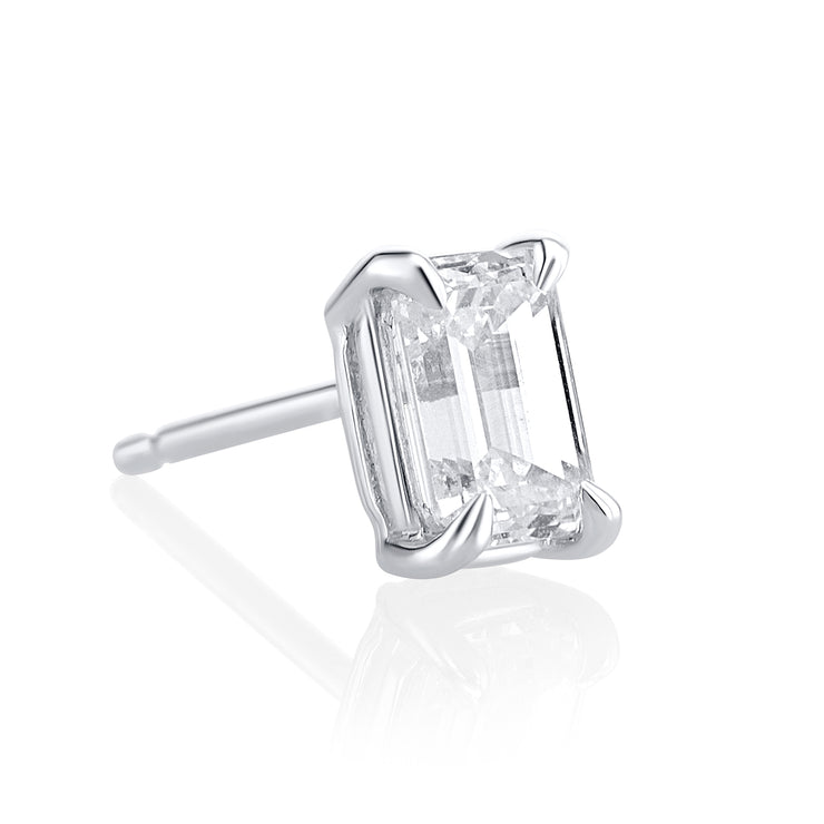 1.01 Carat 4 Prong Basket Lab Grown Diamond Studs in 14K White Gold