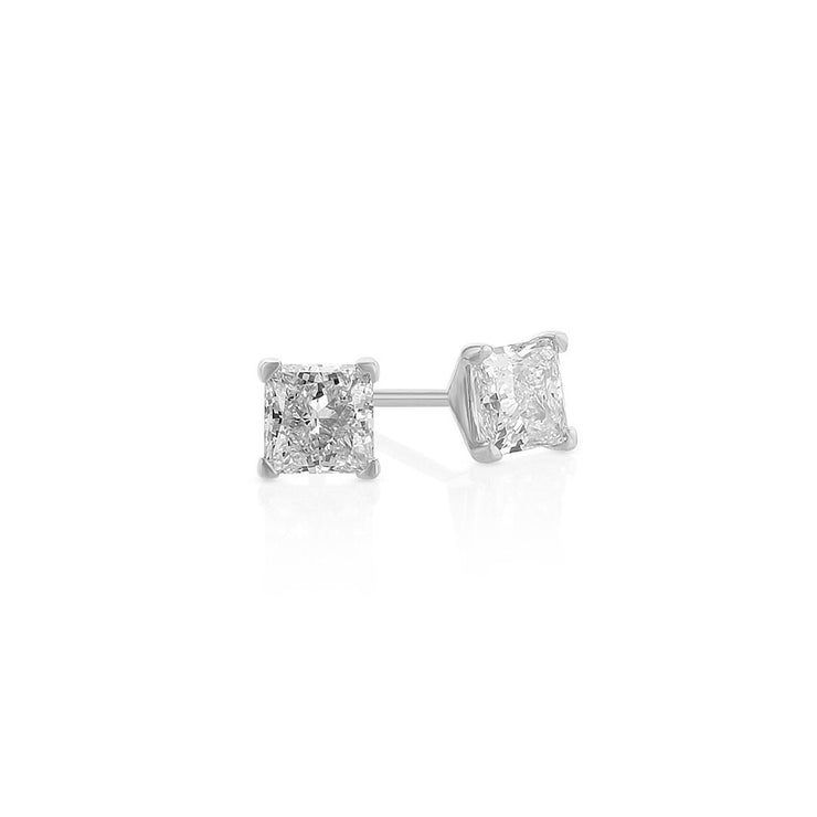 1.09 Cttw Princess Cut Lab Grown Diamond 14K White Gold Martini Stud Earrings