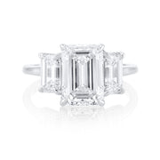 2.92 Carat Emerald Cut Lab Grown 3 Stone Ring in 14K White Gold