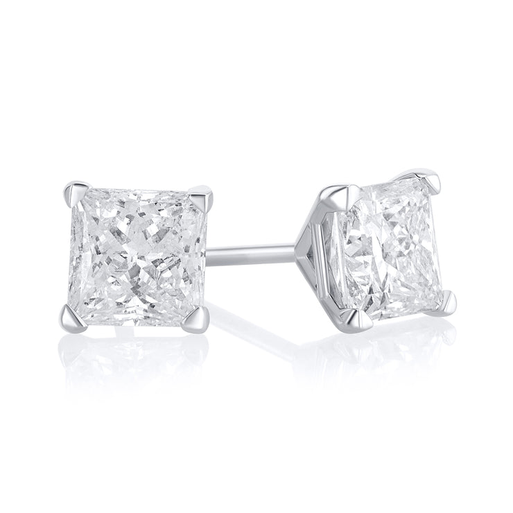 1.57 Carat Lab Grown Diamond 4 Prong Martini Set Studs in 14k White Gold