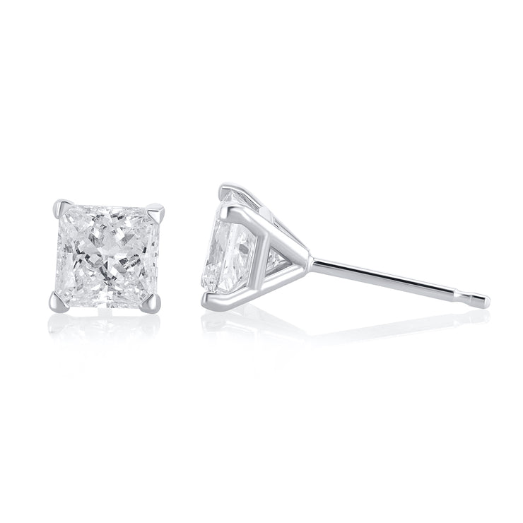 1.57 Carat Lab Grown Diamond 4 Prong Martini Set Studs in 14k White Gold