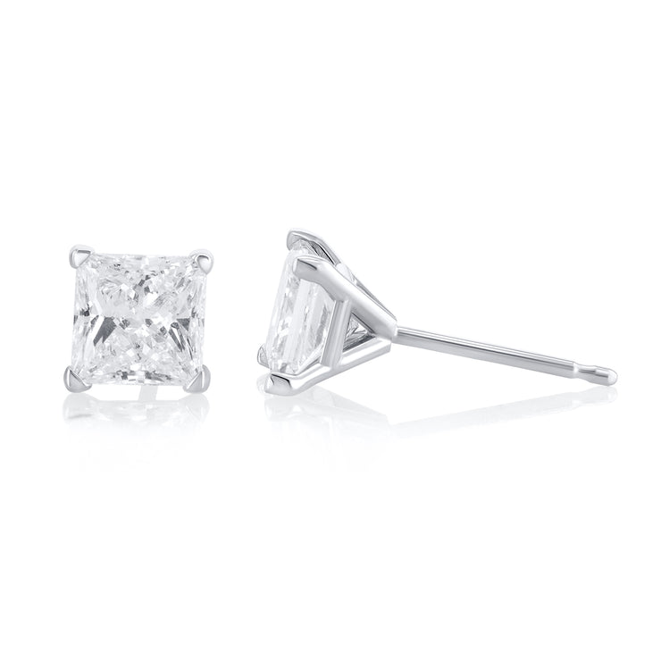 1.70 Carat Lab Grown 4 Prong Martini Studs in 14k White Gold