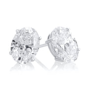 3.06 Carat Oval Lab Grown Diamond Studs in 14k White Gold