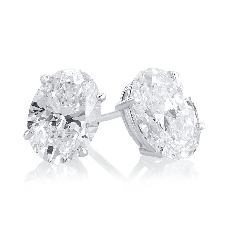 3.06 Carat Oval Lab Grown Diamond Studs in 14k White Gold