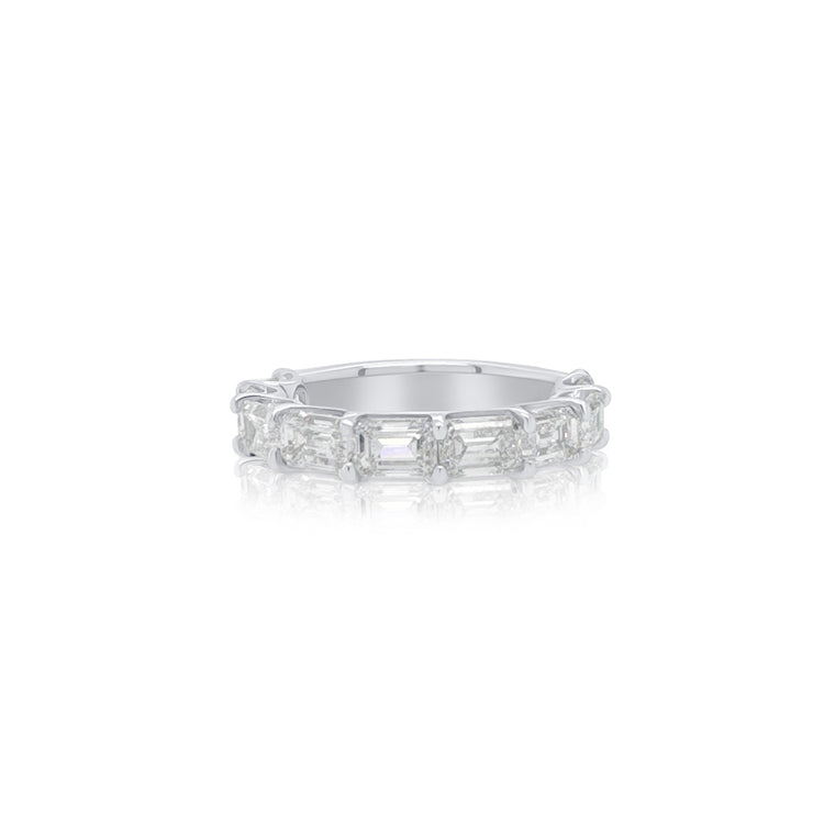 3.08 Emerald Cut Diamond East-West Set Band In 14k White Gold