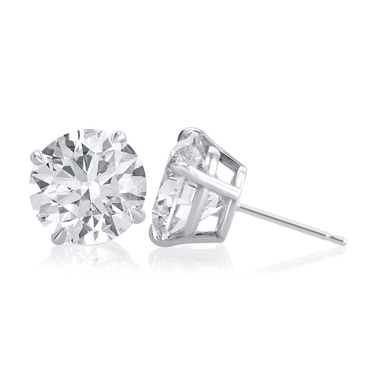 6.62 Carat Lab Grown Diamond Round Studs in 14K White Gold