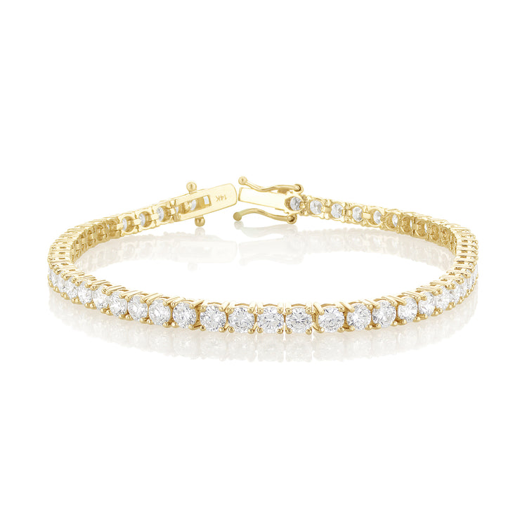 6.00 Carat Round Lab Grown Diamond Tennis Bracelet set in 14K Yellow Gold