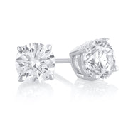 1.50 Carat 4 Prong Basket Set Lab Grown Diamond Studs in 14K White Gold