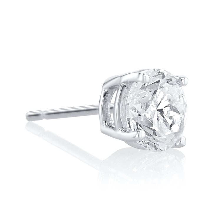 1.50 Carat 4 Prong Basket Set Lab Grown Diamond Studs in 14K White Gold