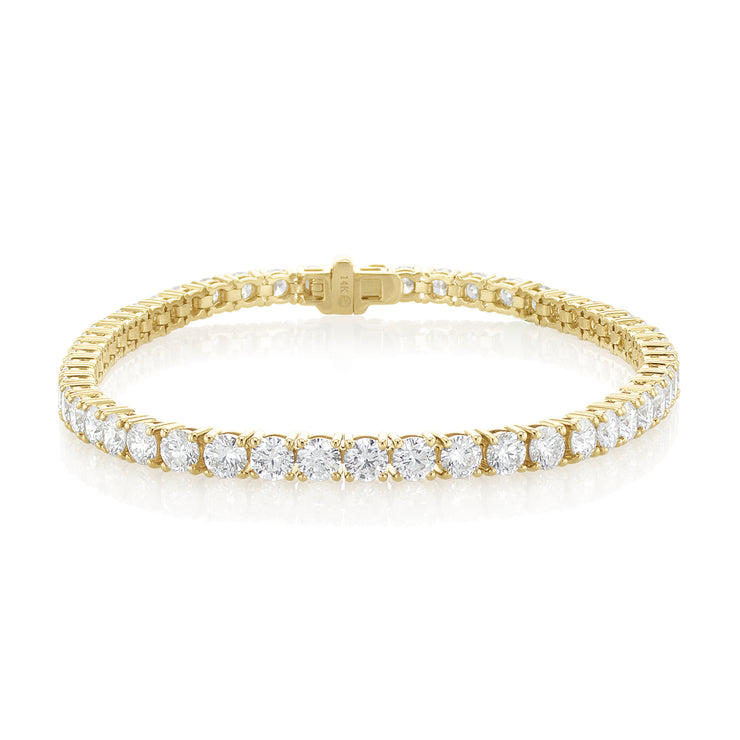 7.00 Carat Round Lab Grown Diamond Tennis Bracelet set in 14K Yellow Gold