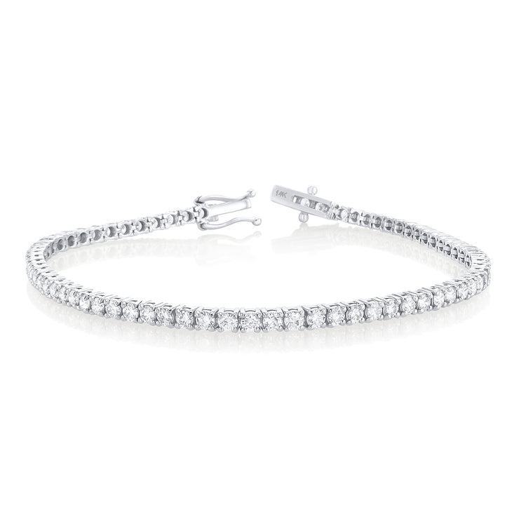 3.00 Carat Round Lab Grown Diamond Tennis Bracelet set in 14K White Gold