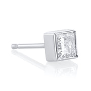 0.64 Carat Bezel Lab Grown Diamond Studs in 14K White Gold