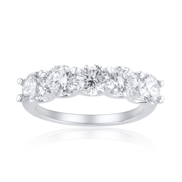 2.23 Carat Lab Grown Diamond 5 Stone Band set in 14K White Gold