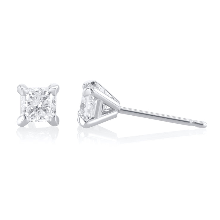 0.65 Carat 4 Prong Martini Lab Grown Diamond Studs in 14K White Gold