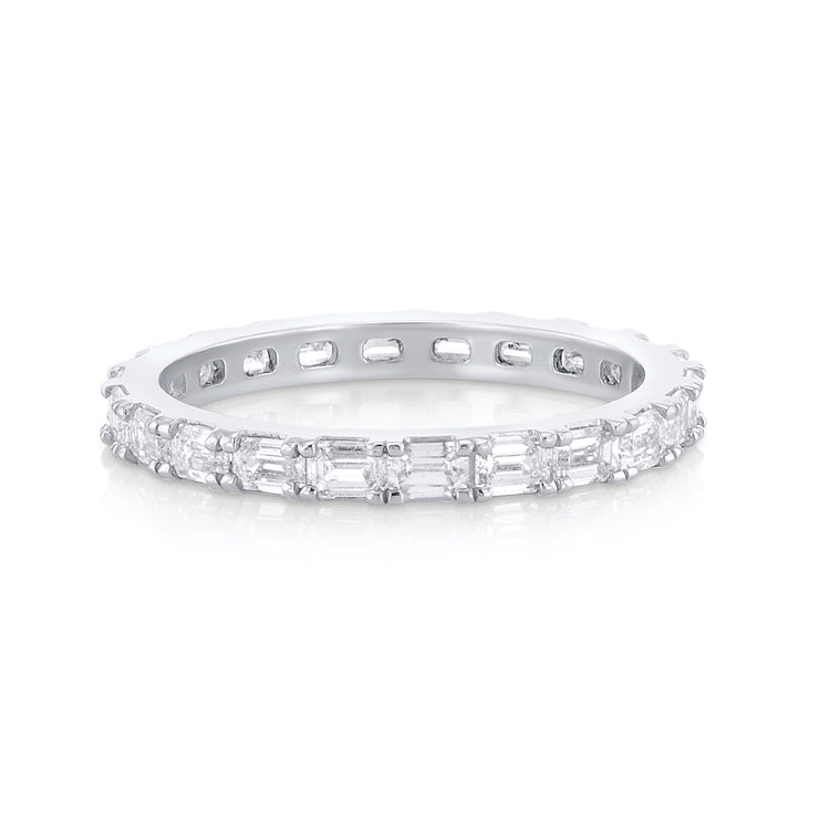 1.68 Carat Emerald Cut Lab Grown Eternity Band in Platinum