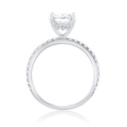 2.01 Carat Lab Grown Cushion Cut Diamond and 0.33 Carat Natural Diamond Underhalo Ring set in 14K White Gold