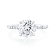 2.09 Carat Round Lab Grown Diamond Ring with Underhalo in 14K White Gold