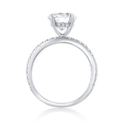 2.09 Carat Round Lab Grown Diamond Ring with Underhalo in 14K White Gold