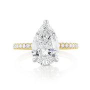 3.05 Carat Pear Lab Grown And Natural Diamond Under-halo Ring In 14k White Gold