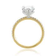 3.05 Carat Pear Lab Grown And Natural Diamond Under-halo Ring In 14k White Gold