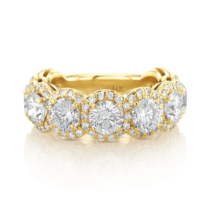 4.04 Carat Round Lab Grown Diamond in 14K Yellow Gold