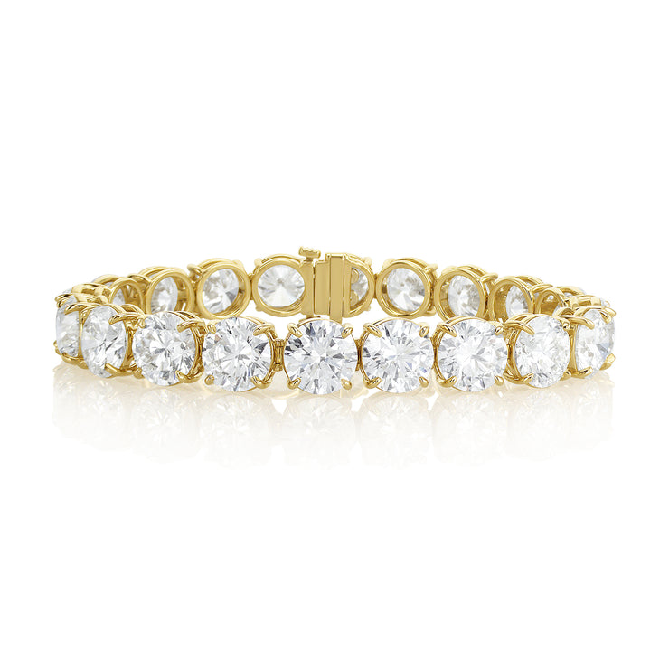 50.52 Carat Tennis Bracelet Lab Grown Diamond in 14K Yellow Gold