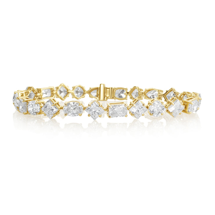 23.68 Carat Lab Grown Fancy Mixed Shape Diamond Bracelet