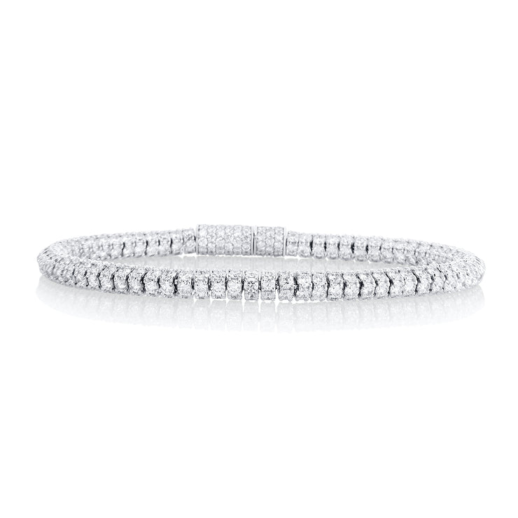 14.39 Carat Lab Grown Diamond Tube Bracelet in 14K White Gold