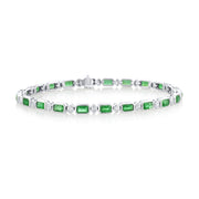 5.65 Carat Natural Emerald & Diamond Bracelet in 18K White Gold