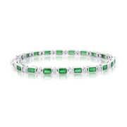 5.65 Carat Natural Emerald & Diamond Bracelet in 18K White Gold