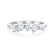 0.62 Carat Natural Diamond Multi Shape 5 Stone Band in 18K White Gold