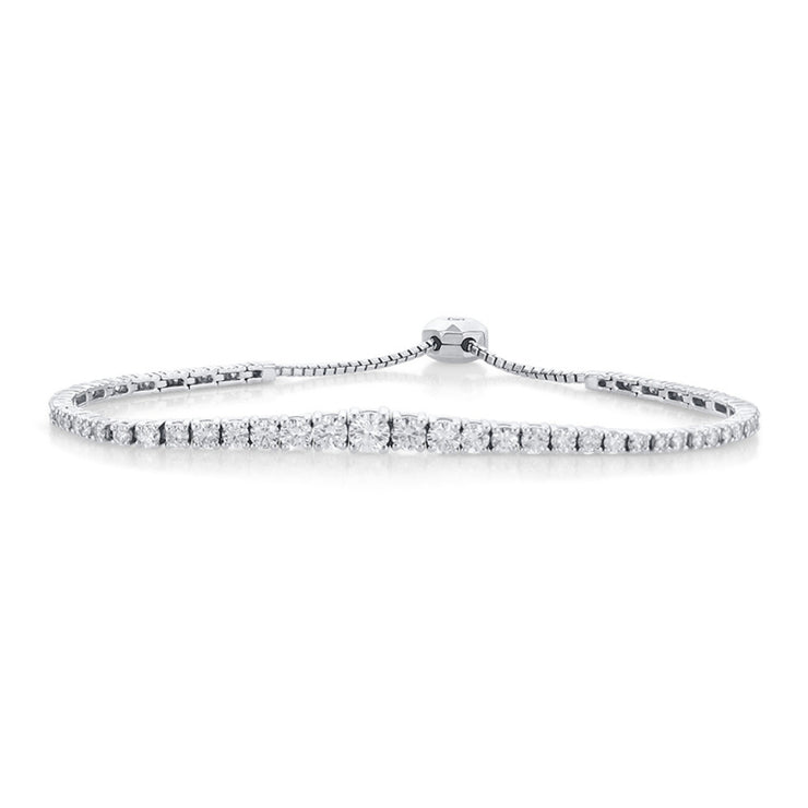 1.82 Cttw Round Diamond Graduated 14K White Gold Bolo Tennis Bracelet