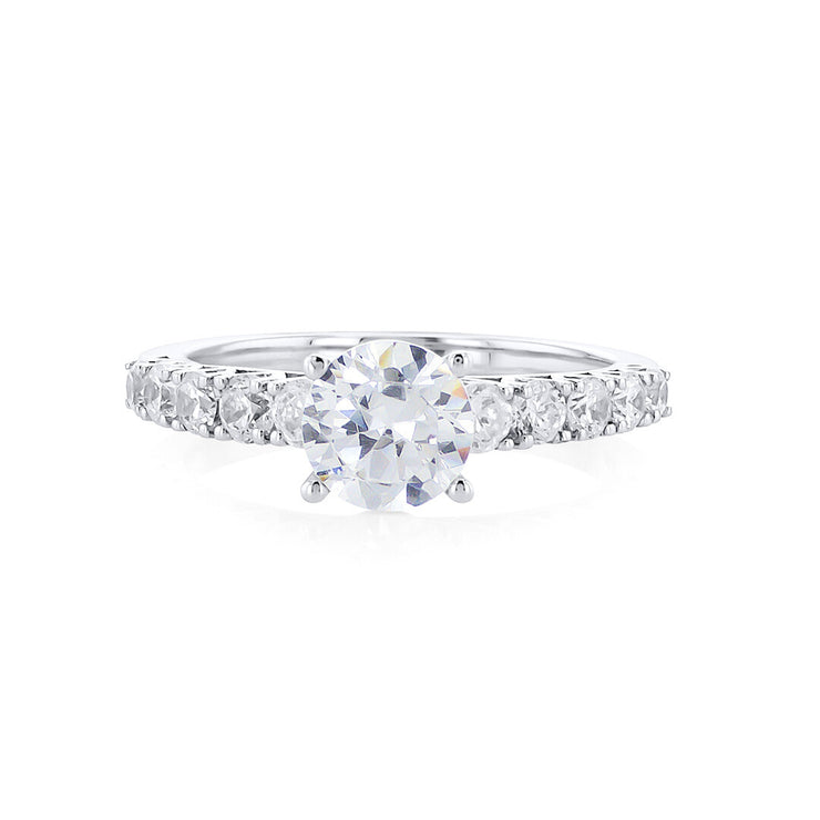 Round Cut Diamond 0.70 Cttw Prong Set 14K White Gold Engagement Ring Setting