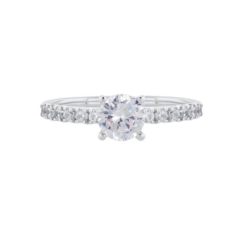 Round Cut Diamond with a 0.39 Cttw Prong Set 14K White Gold Engagement Ring Setting