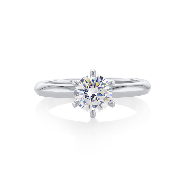 Round Cut Diamond 6-Prong Solitaire 14K White Gold Engagement Ring Setting
