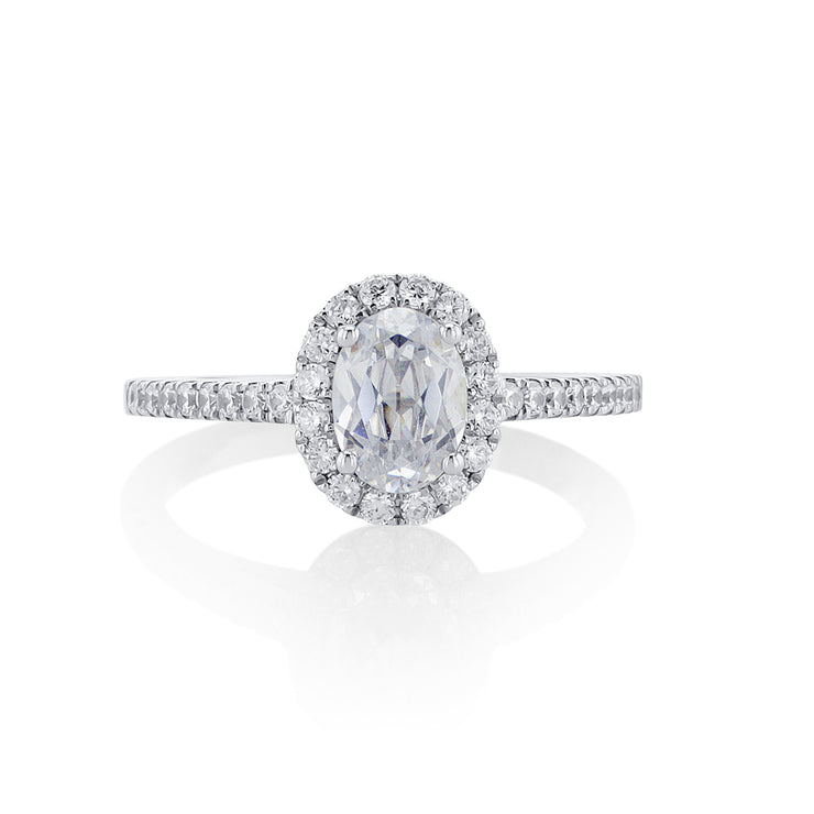 Oval Cut Diamond with 0.34 Cttw Halo 14K White Gold Engagement Ring Setting