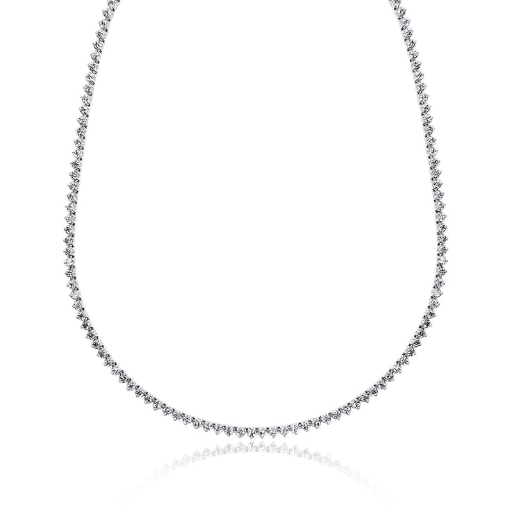 7.65 Cttw Round Diamond Tennis Necklace set in 14K White Gold