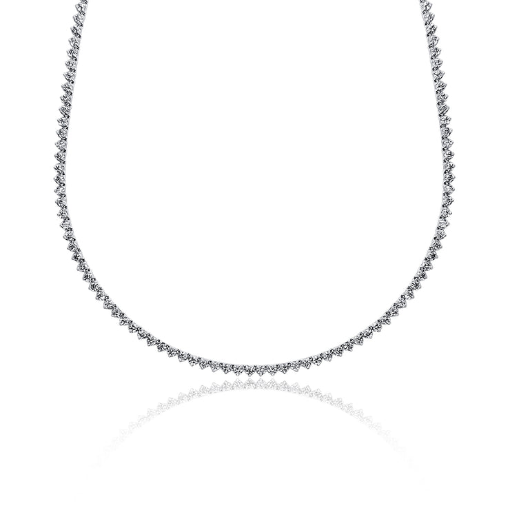 7.65 Cttw Round Diamond Tennis Necklace set in 14K White Gold