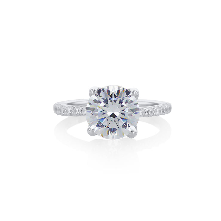 Round Cut Diamond with 0.53 Cttw Prong Set 14K White Gold Engagement Ring Setting