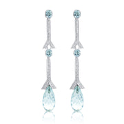 Aquamarine and Diamond Drop Earrings in in 14K White Gold