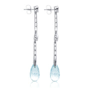 Aquamarine and Diamond Drop Earrings in in 14K White Gold