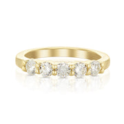 0.73 Carat Round 5 Stone Band Natural Diamond 14K Yellow Gold