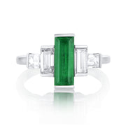 1.46 Carat Natural Emerald & Diamond 5 Stone Ring in Platinum