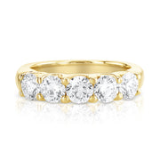 1.61 Carat Natural Diamond 5 Stone Band in 14K Yellow Gold