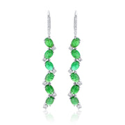 8.98 Carat Emerald and 1.44 Carat Natural Diamond Dangle Earrings in 14K White Gold