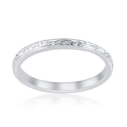 Milgrain Scroll Band in Platinum